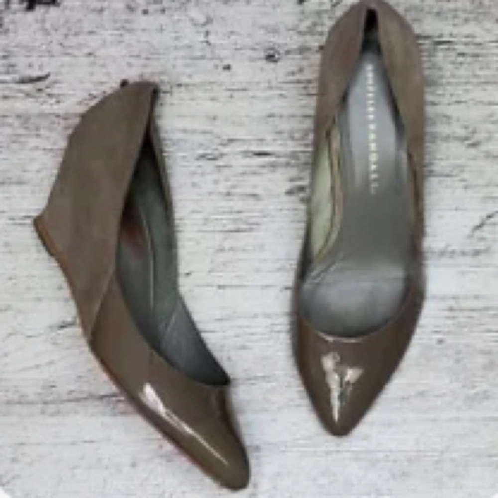 Loeffler Randall Grey Patent Suede Wedges Size 7